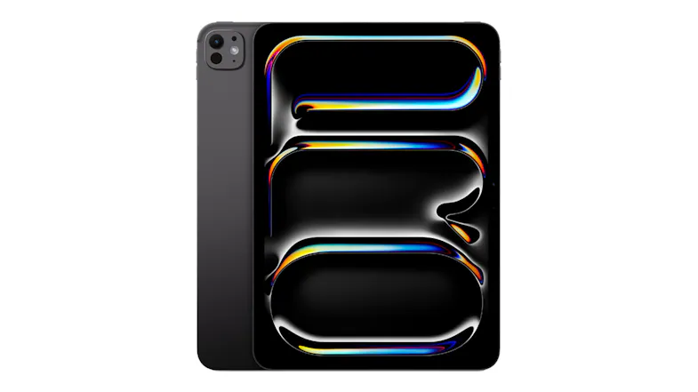 iPad Pro 2025 shown from the back and front, showing its sleek rear camera system iPad Pro 2025 shown from the back and front, showing its sleek rear camera system