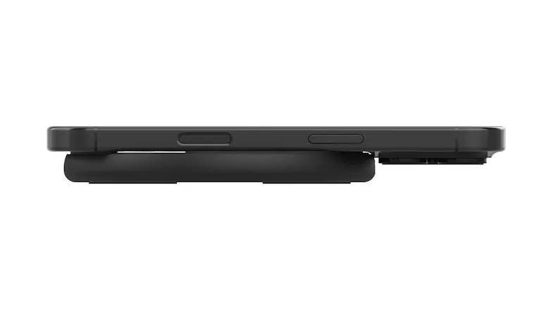 Side view of a Smartphone and a Belkin BoostCharge Charging Pad Side view of a Smartphone and a Belkin BoostCharge Charging Pad
