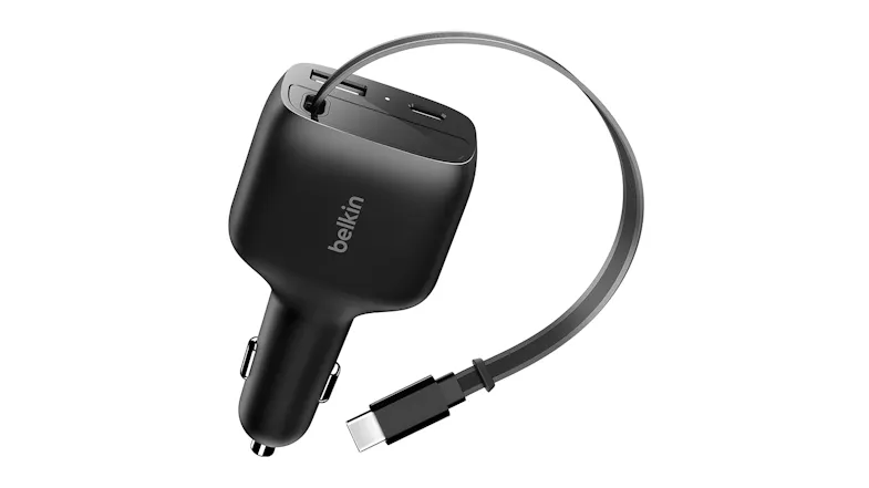 Belkin car charger with flat USB-C cable and dual ports Belkin car charger with flat USB-C cable and dual ports