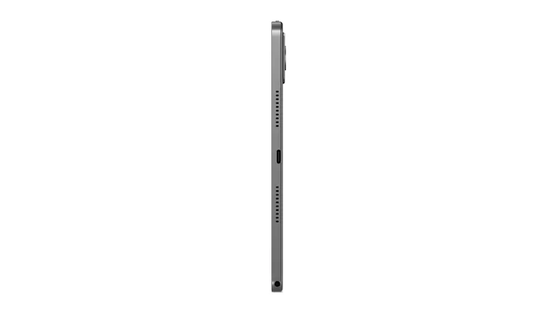 Bottom side view of the Lenovo Tablet showing USB-C, headphone jack, and speaker Bottom side view of the Lenovo Tablet showing USB-C, headphone jack, and speaker