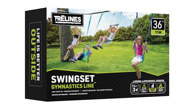 A box packaging of the Trelines Swing Setline Outdoor Rope Swing Set 11m A box packaging of the Trelines Swing Setline Outdoor Rope Swing Set 11m