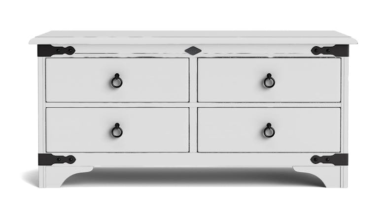 Nordic 4 Drawer Chest, NZ-made bedroom drawers crafted from NZ pine, stylish and durable wooded furniture - Aged White Paint Nordic 4 Drawer Chest, NZ-made bedroom drawers crafted from NZ pine, stylish and durable wooded furniture - Aged White Paint