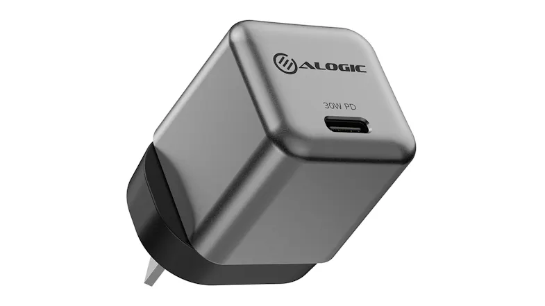 Sleek wall charger with Alogic logo and USB-C port Sleek wall charger with Alogic logo and USB-C port