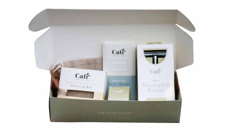 CaliWoods Low-Waste Shave Kit with Razor Stand - Silver CaliWoods Low-Waste Shave Kit with Razor Stand - Silver