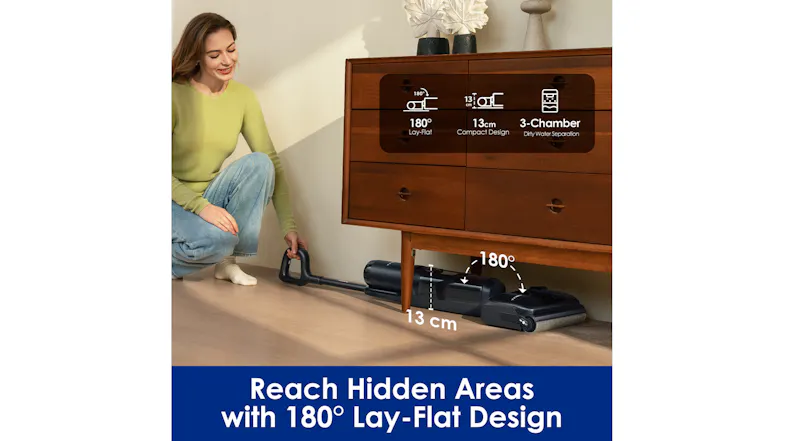 Handstick vacuum demo with 180° reach Handstick vacuum demo with 180° reach