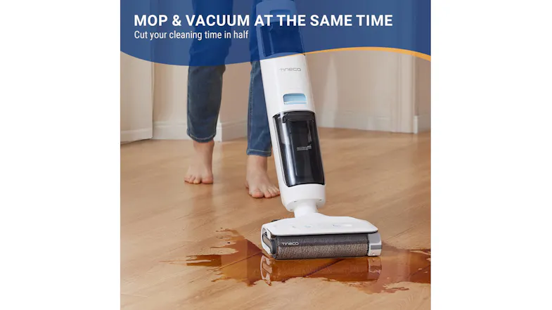 Handstick vacuum demo with mop & vacuum at the same time text Handstick vacuum demo with mop & vacuum at the same time text