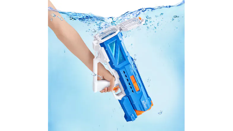 Hand submerging the X-Shot blaster in water to refill Hand submerging the X-Shot blaster in water to refill