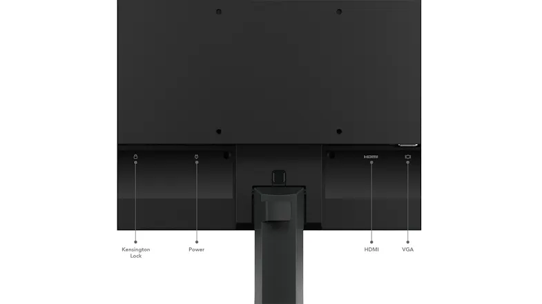 Close-up view of the monitor back panel with labelled ports Close-up view of the monitor back panel with labelled ports