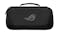 Front view of the black textured ROG gaming travel case with a carry handle Front view of the black textured ROG gaming travel case with a carry handle