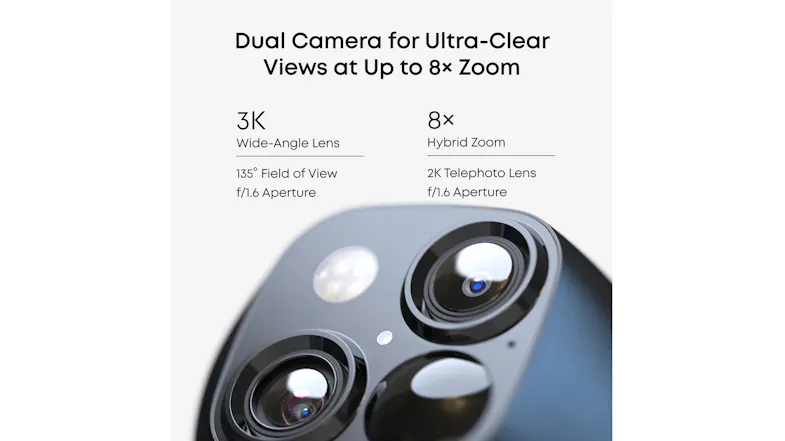 A promotional graphic showcasing a dual-lens camera module A promotional graphic showcasing a dual-lens camera module