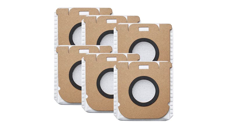A set of six Dreame Dust Collection Bags with circular seals and cardboard tops A set of six Dreame Dust Collection Bags with circular seals and cardboard tops