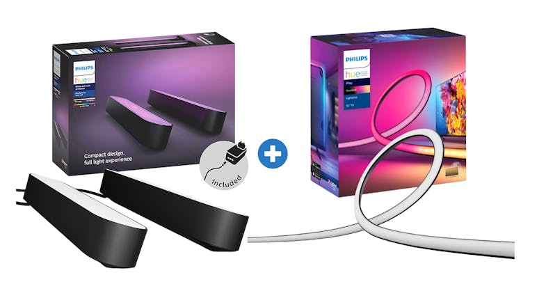 Smart light bar and LED strip product boxes displayed side by side Smart light bar and LED strip product boxes displayed side by side