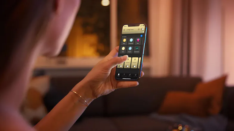 Philips Hue app on smartphone for smart lighting control at home Philips Hue app on smartphone for smart lighting control at home
