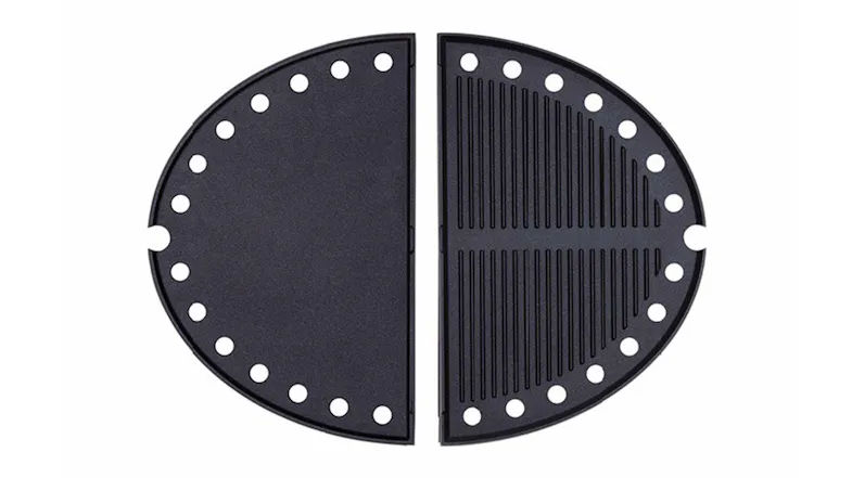 Two semi-circular cast iron hotplate halves for the Ziggy 250mm Portable 1 Burner BBQ Two semi-circular cast iron hotplate halves for the Ziggy 250mm Portable 1 Burner BBQ