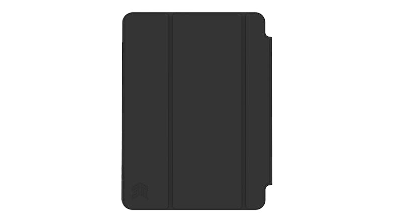 Front view of the STM Studio Case in black, showing the tri-fold cover design Front view of the STM Studio Case in black, showing the tri-fold cover design