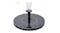 Round black solar-powered fountain pump spraying water upward, with droplets on its surface Round black solar-powered fountain pump spraying water upward, with droplets on its surface