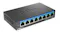 Slightly angled front view of the Ethernet switch showing all eight ports, LED indicators, and compact design Slightly angled front view of the Ethernet switch showing all eight ports, LED indicators, and compact design