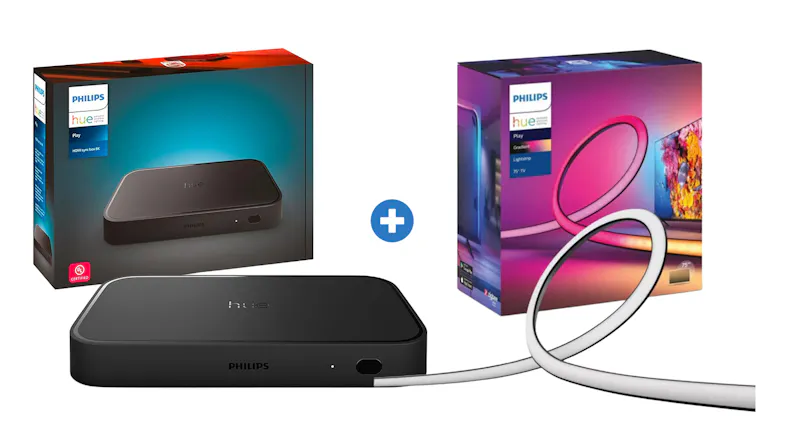 Philips Hue Play HDMI Sync Box and Gradient Lightstrip combo for TV lighting Philips Hue Play HDMI Sync Box and Gradient Lightstrip combo for TV lighting