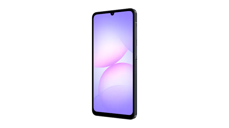 Front right side of the Samsung Galaxy A07 showing round edges Front right side of the Samsung Galaxy A07 showing round edges