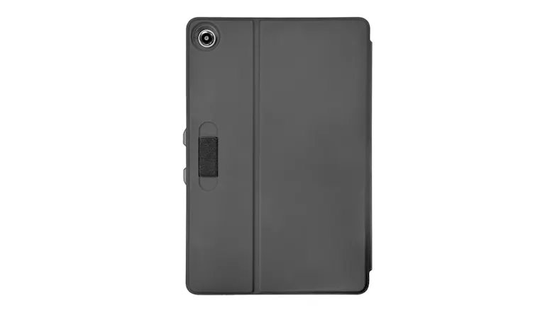 Rear view of the Click-In Folio Case with an elastic stylus holder Rear view of the Click-In Folio Case with an elastic stylus holder