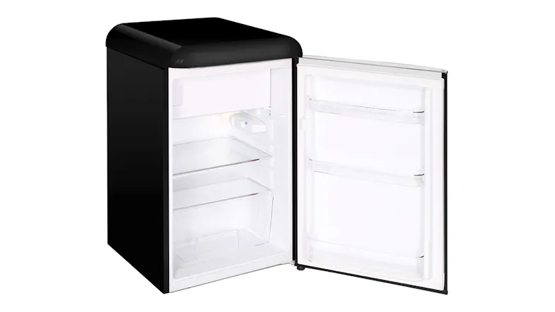 An angled view of the bar fridge's interior An angled view of the bar fridge's interior