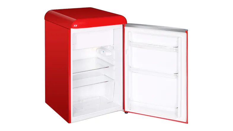 An angled view of the bar fridge's interior An angled view of the bar fridge's interior