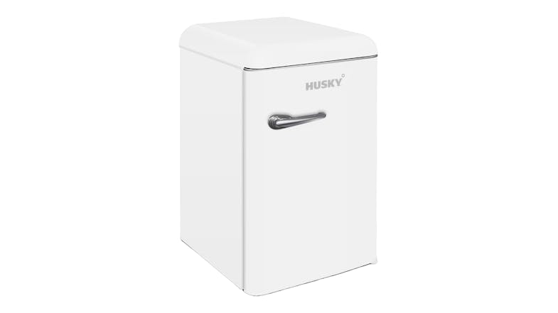 An angled right-facing front view of the Husky Bar Fridge An angled right-facing front view of the Husky Bar Fridge