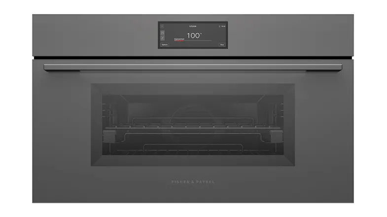 Fisher & Paykel 76cm Built-In Compact Steam Oven in sleek grey finish Fisher & Paykel 76cm Built-In Compact Steam Oven in sleek grey finish