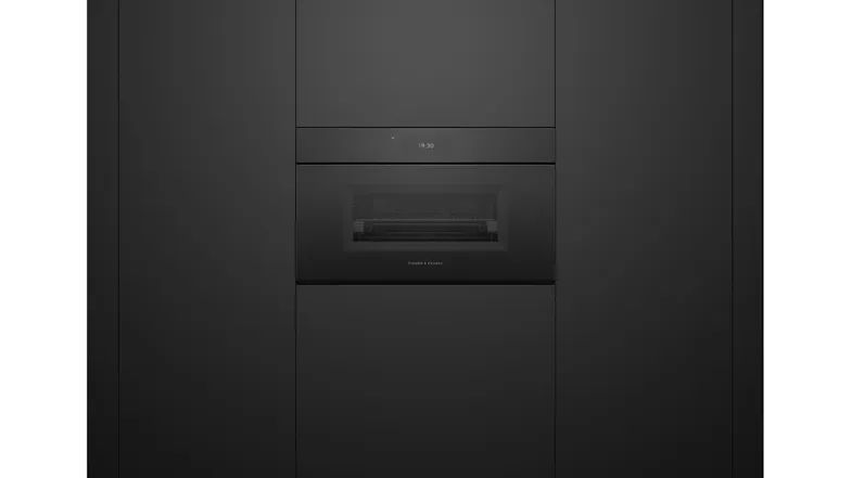 Fisher & Paykel oven in black cabinetry with 19:30 display Fisher & Paykel oven in black cabinetry with 19:30 display