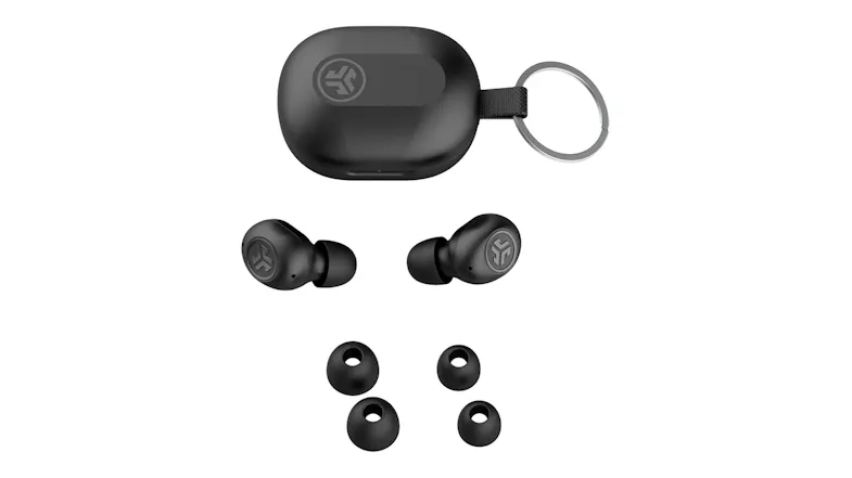 JLab JBuds Mini True earbud kit with extra silicone tips and portable keyring case JLab JBuds Mini True earbud kit with extra silicone tips and portable keyring case