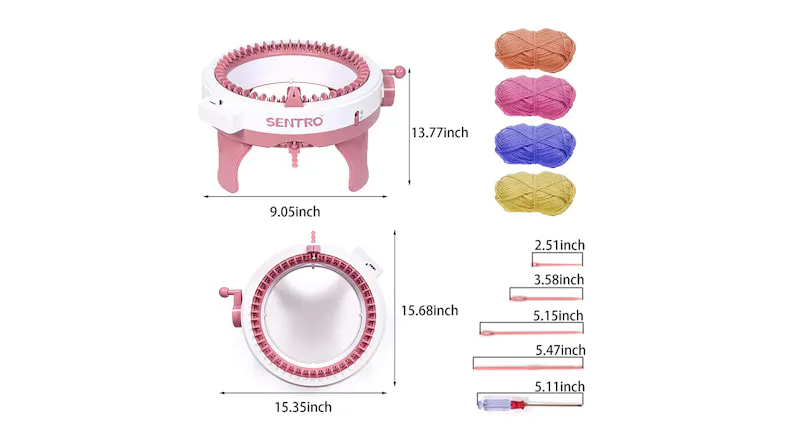 A Kmall Handheld Multi-Mode Knitting Machine with labelled dimensions A Kmall Handheld Multi-Mode Knitting Machine with labelled dimensions