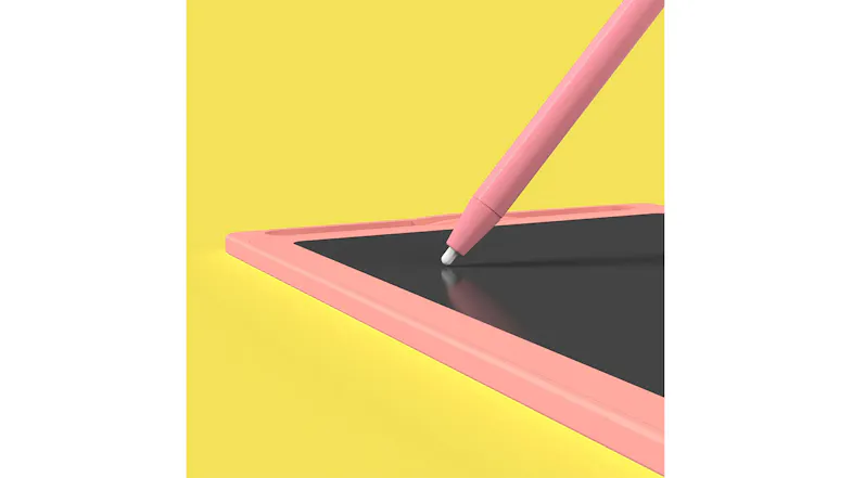 Close-up view of a drawing pad with a pink stylus pen Close-up view of a drawing pad with a pink stylus pen