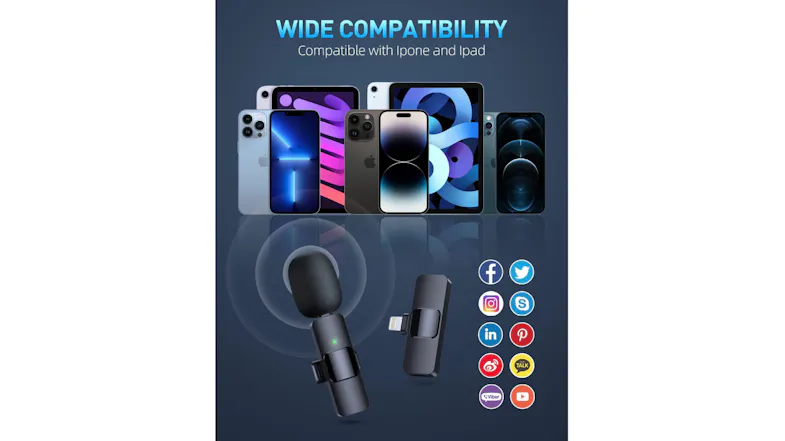 Wireless microphone system demonstrating 65ft/20m long-range audio transmission without cables Wireless microphone system demonstrating 65ft/20m long-range audio transmission without cables