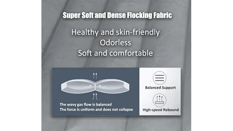 Close-up of soft flocking fabric on inflatable car bed, highlighting balanced support and high-speed rebound Close-up of soft flocking fabric on inflatable car bed, highlighting balanced support and high-speed rebound