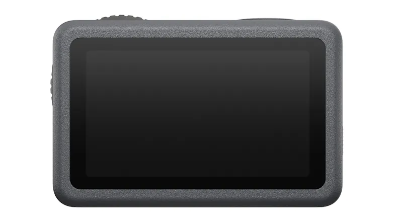 Back of a compact camera with a large screen and a dark casing Back of a compact camera with a large screen and a dark casing