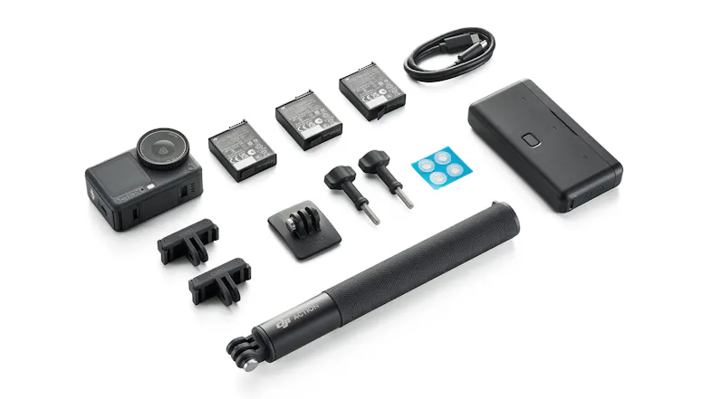 DJI kit with camera, grip, batteries, mounts, and inserts DJI kit with camera, grip, batteries, mounts, and inserts