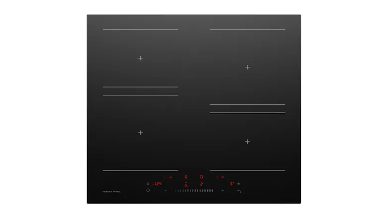 Fisher & Paykel 60cm Smart 4 Zone Induction Cooktop in a sleek black colour Fisher & Paykel 60cm Smart 4 Zone Induction Cooktop in a sleek black colour