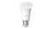 A Philips Hue light bulb emitting white light A Philips Hue light bulb emitting white light