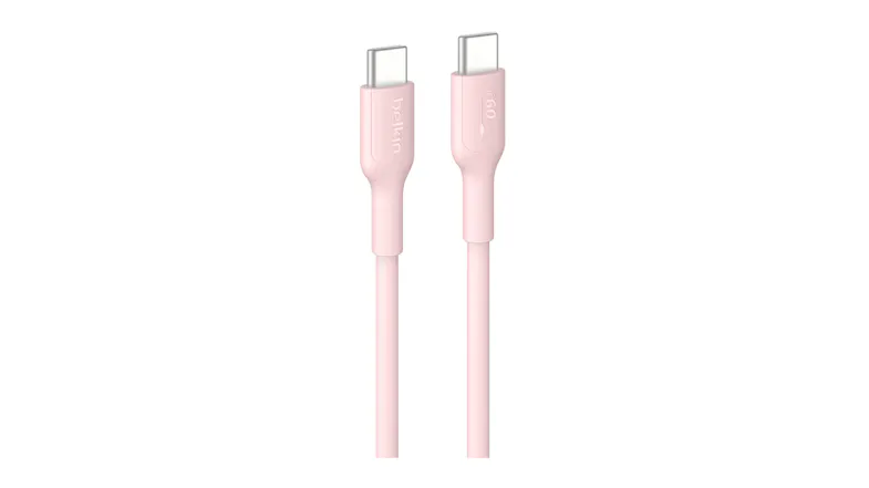 Belkin BoostCharge USB-C to USB-C 60W PCR Cable in a chic pink colour Belkin BoostCharge USB-C to USB-C 60W PCR Cable in a chic pink colour