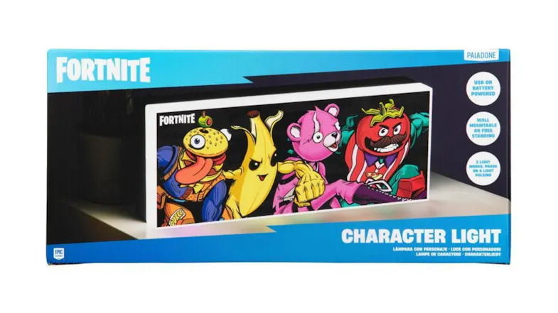 Novelty LED Character Light packaged in a blue Fortnite-themed box with branding and product name Novelty LED Character Light packaged in a blue Fortnite-themed box with branding and product name