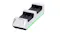 White Nyko Charge Base dock with two controller slots and green LED accent lighting White Nyko Charge Base dock with two controller slots and green LED accent lighting