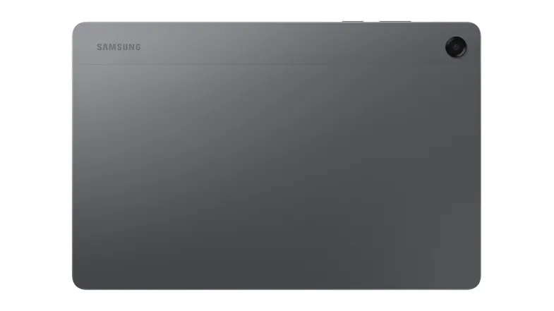 Rear view of the Samsung tablet with camera and brand logo Rear view of the Samsung tablet with camera and brand logo