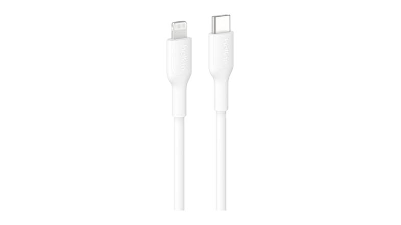 Belkin BoostCharge USB-C to Lightning 15W Cable in sleek white Belkin BoostCharge USB-C to Lightning 15W Cable in sleek white