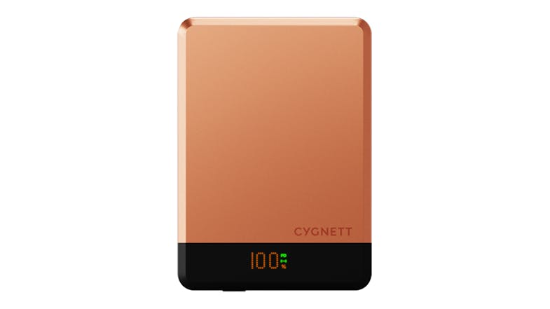 Cygnett MagSlim 5,000mAh Magnetic Wireless Power Bank in a stylish copper finish Cygnett MagSlim 5,000mAh Magnetic Wireless Power Bank in a stylish copper finish