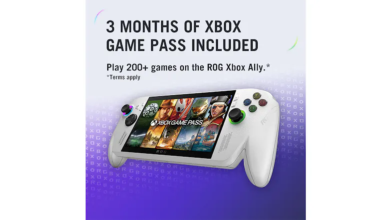 Handheld gaming device displays Xbox Game Pass offer for 3 months free to play 200+ games Handheld gaming device displays Xbox Game Pass offer for 3 months free to play 200+ games