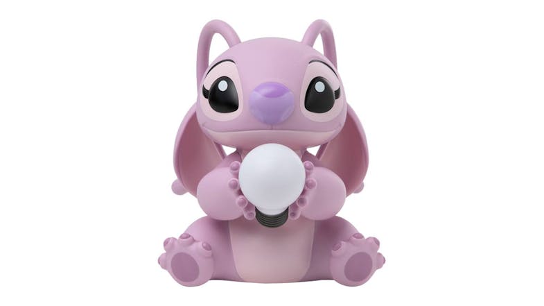 Angel character light shaped like Stitch’s pink counterpart, sitting and holding a round bulb in both hands Angel character light shaped like Stitch’s pink counterpart, sitting and holding a round bulb in both hands