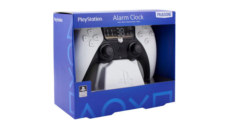 Paladone PS5 controller-shaped alarm clock in blue PlayStation-themed packagin Paladone PS5 controller-shaped alarm clock in blue PlayStation-themed packagin