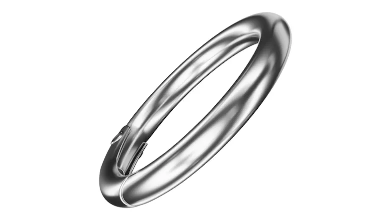 Metallic oval snap hook with spring-loaded gate mechanism Metallic oval snap hook with spring-loaded gate mechanism