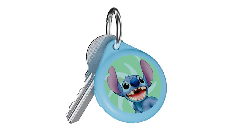 Circular Stitch keychain with an attached key Circular Stitch keychain with an attached key