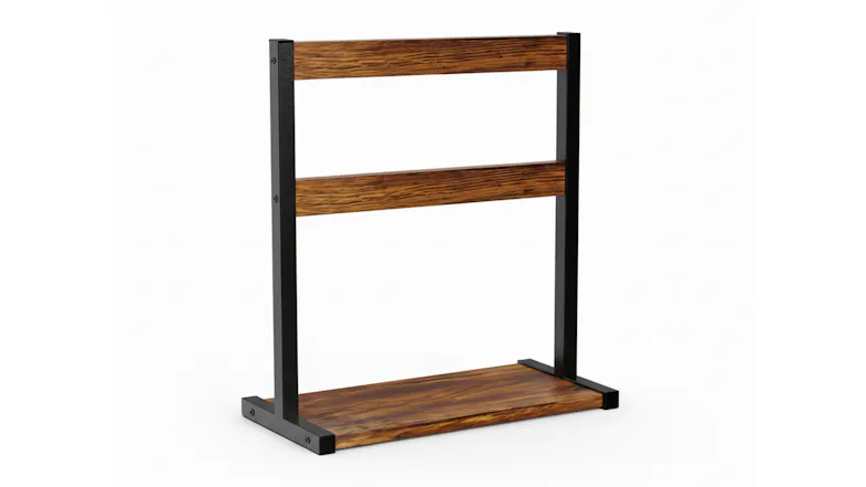 Pretty & Practical Rustic 2-Tier Mug Hooks with dark wood boards and a black metal frame Pretty & Practical Rustic 2-Tier Mug Hooks with dark wood boards and a black metal frame
